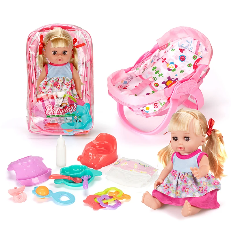 14 Inch 12 Sounds Drinking Water Pee Silicone Reborn Baby Doll for Sale Pretend Play Dolls Accessories Sets for Kids Girls