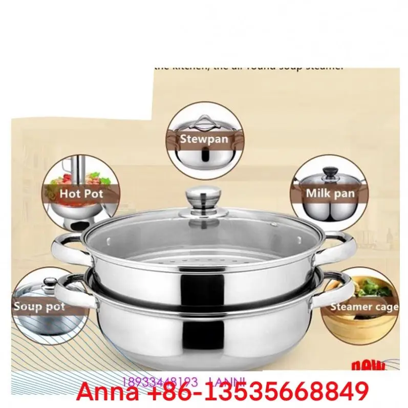New product Chinese style stainless steel food steamer Chinese style double pot cooking