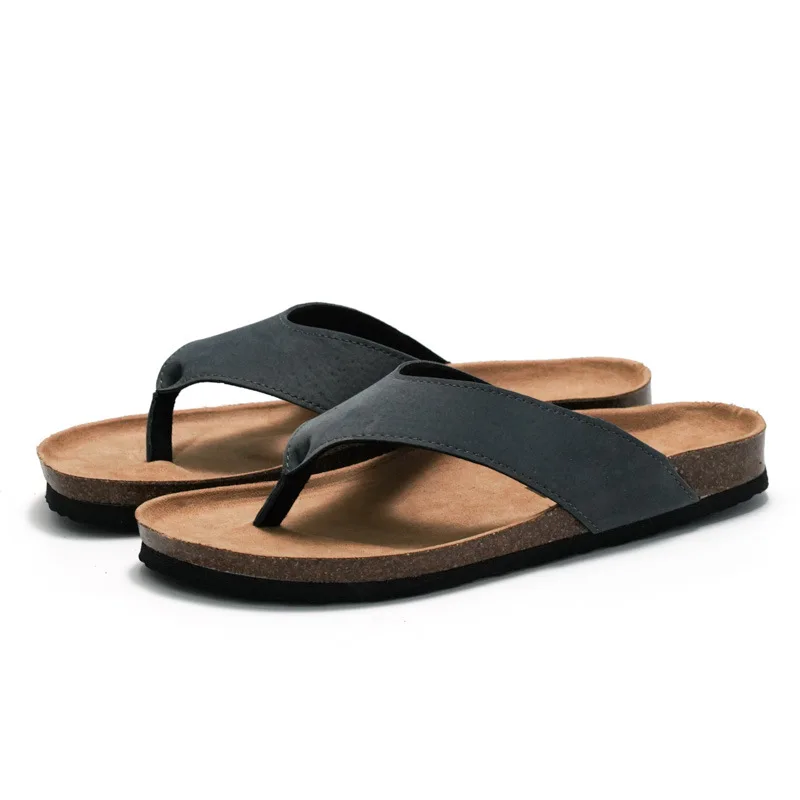 Custom Cork Sandals Open Toe Slip on Slide Slippers Men Comfortable Walking Orthopedic Thong Cork Flip Flops EVA Outdoor PU