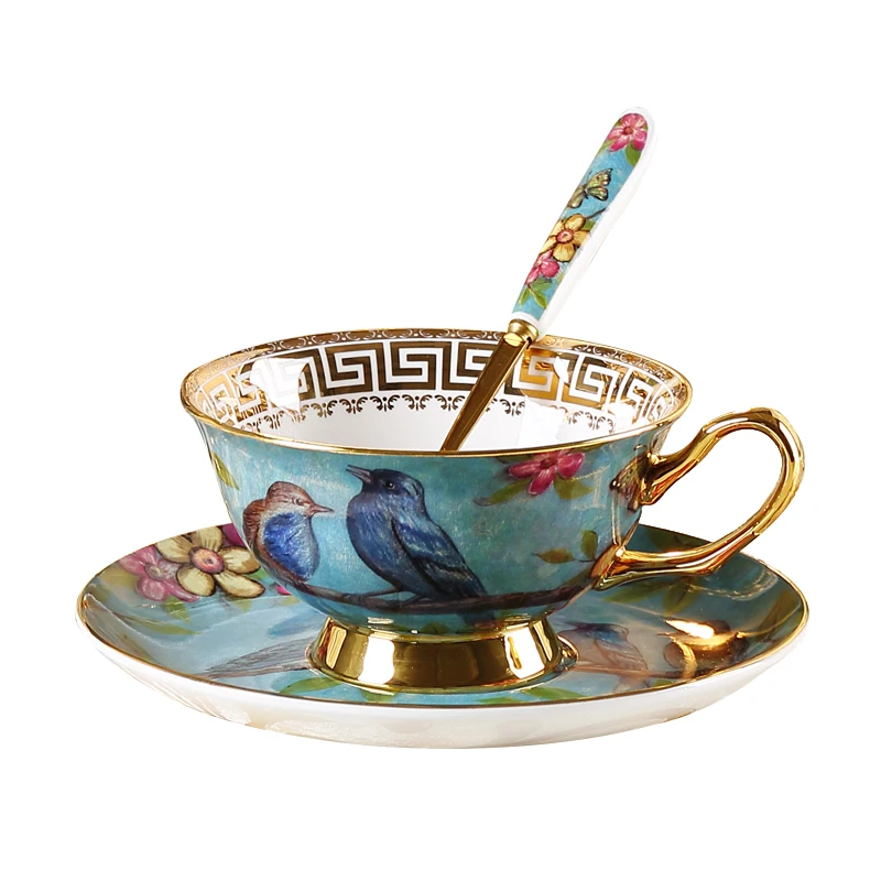 WG-CB218  Porcelain Tea Set Cups Teapot Set Best Selling Sweet Colorful 15 Pcs Porcelain New Bone Coffee Cups