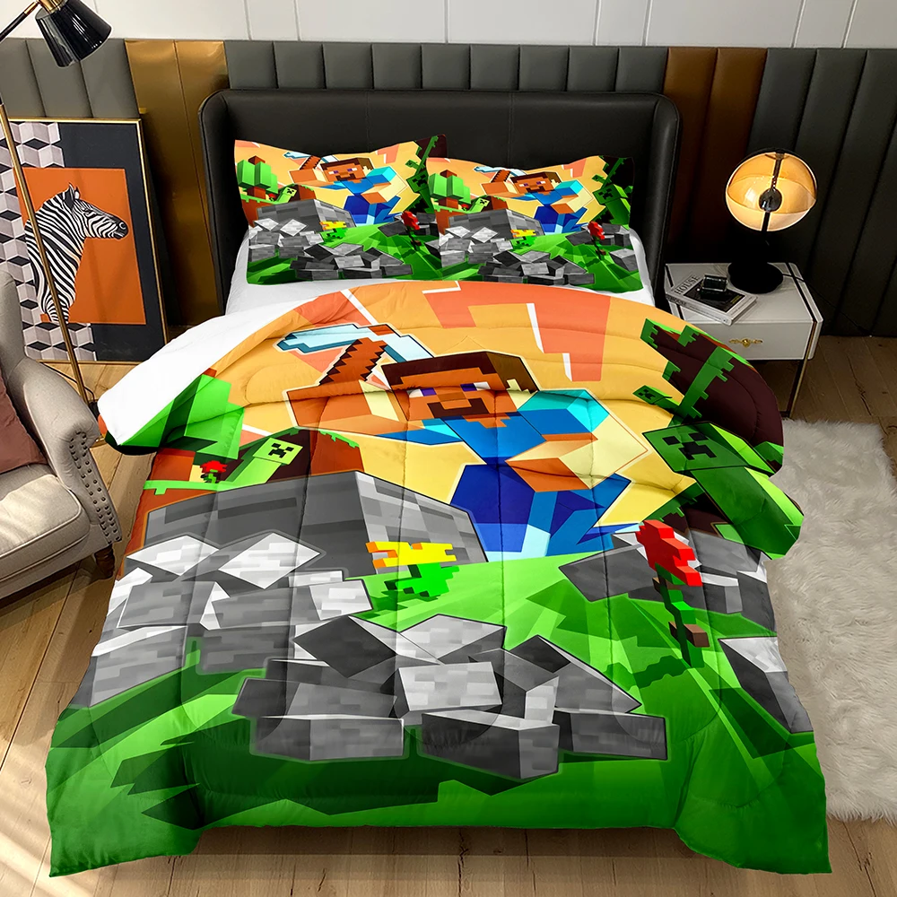 Wholesale Factory 3D my world LEGO print four seasons washable fluffy quilt