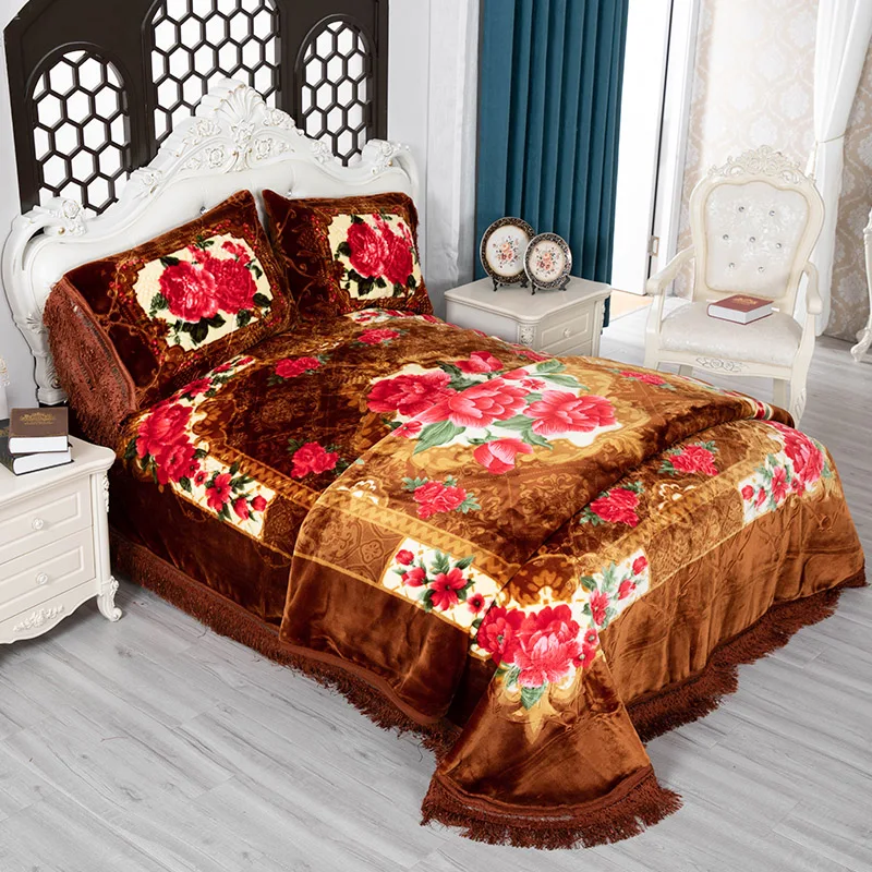 
Hot Selling Discount Polyester Blanket Stock Lot 4.5kg 2ply 200x240cm Winter Raschel Mink Blanket 