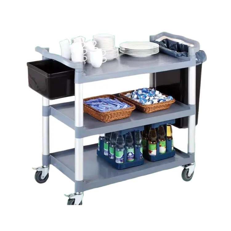 Food service black trash can refuse bin storage bin for utility bus cart