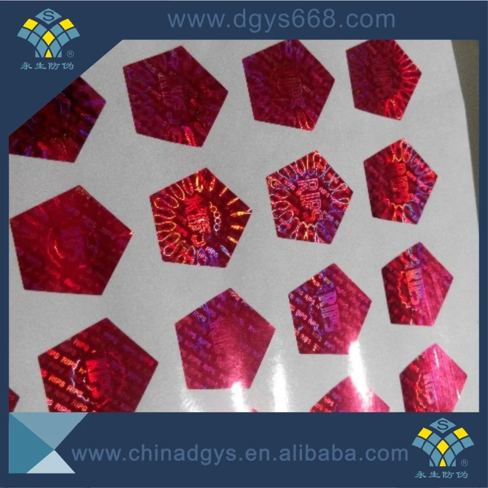 Custom shape micro text design security seal label hologram sticker