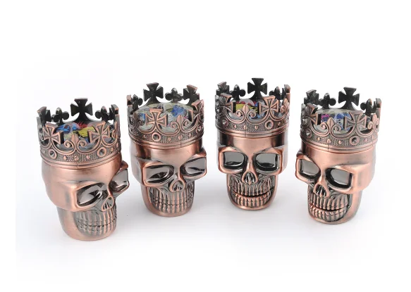 Wholesale manufacturer china metal three-layer tobacco grinder Crown ghost head shape bronze tobacco grinders herb grinder