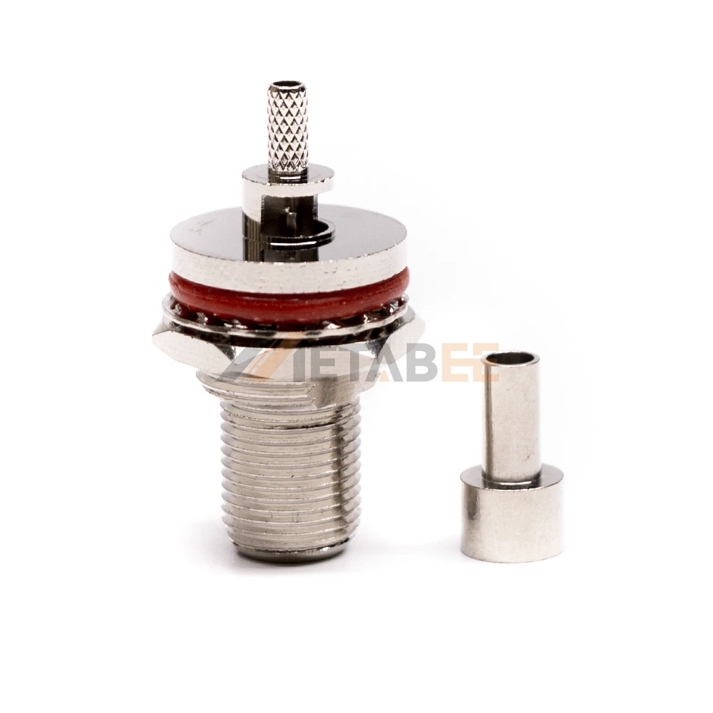 75ohm Nickel Plated Straight F Female Waterproof Connector Crimp for Cable