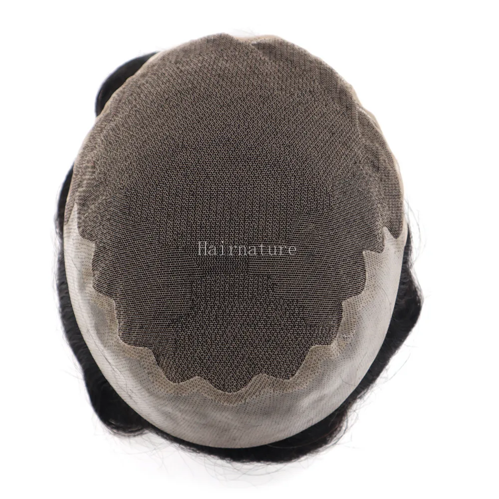 New Q6  Lace & PU Hair Replacement Men Toupee Real Indian Hair Piece Toupee