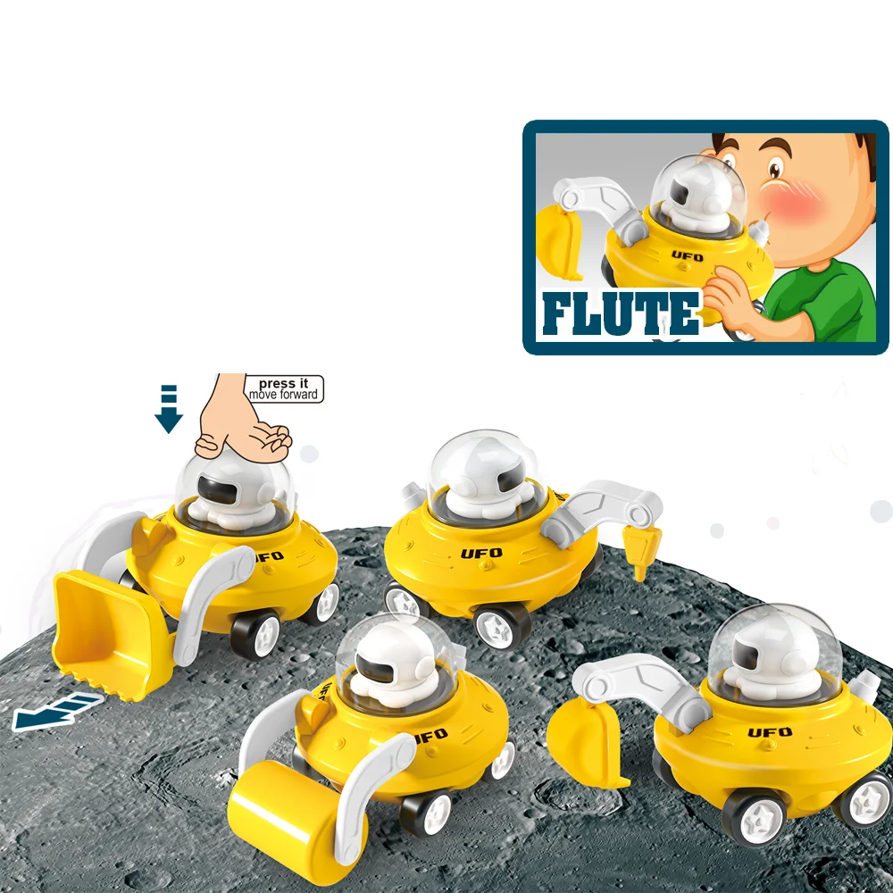 Wholesale Preschool Whistle Press Forword Construction Truck UFO Baby Car Toy Vehicle for Toddler