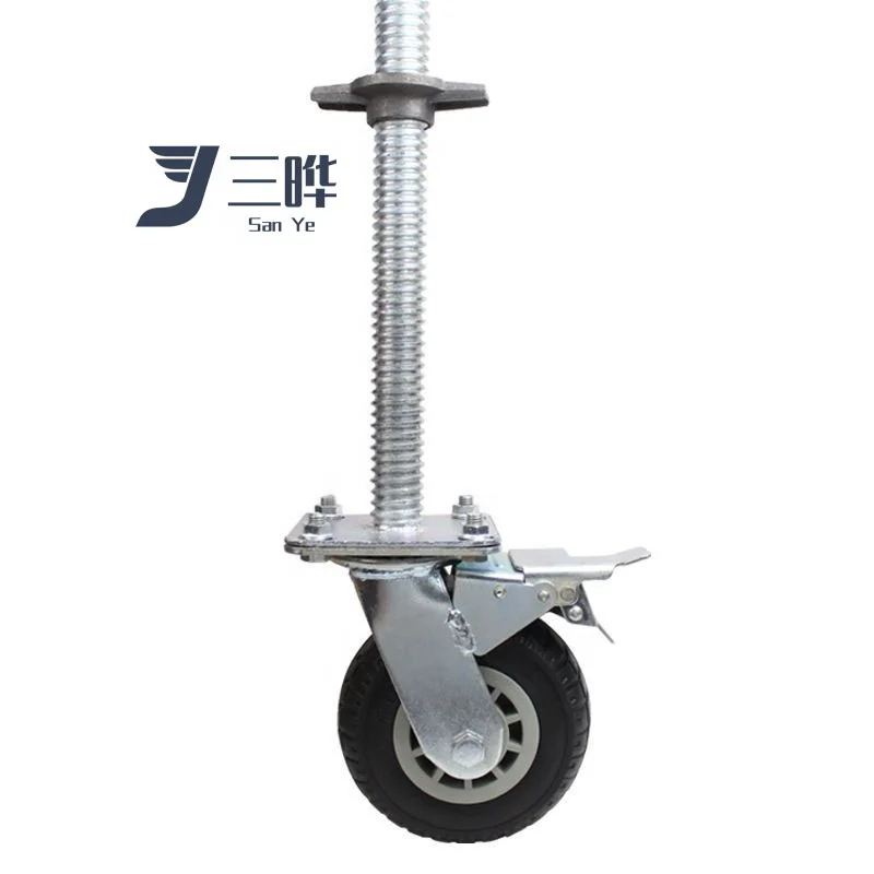 SANYE Sanye 6 Inch 8 Inch Metal Fork Scaffolding Nylon Castor Wheels Rear Locking With 300kgs And 400kgs Loading Weight