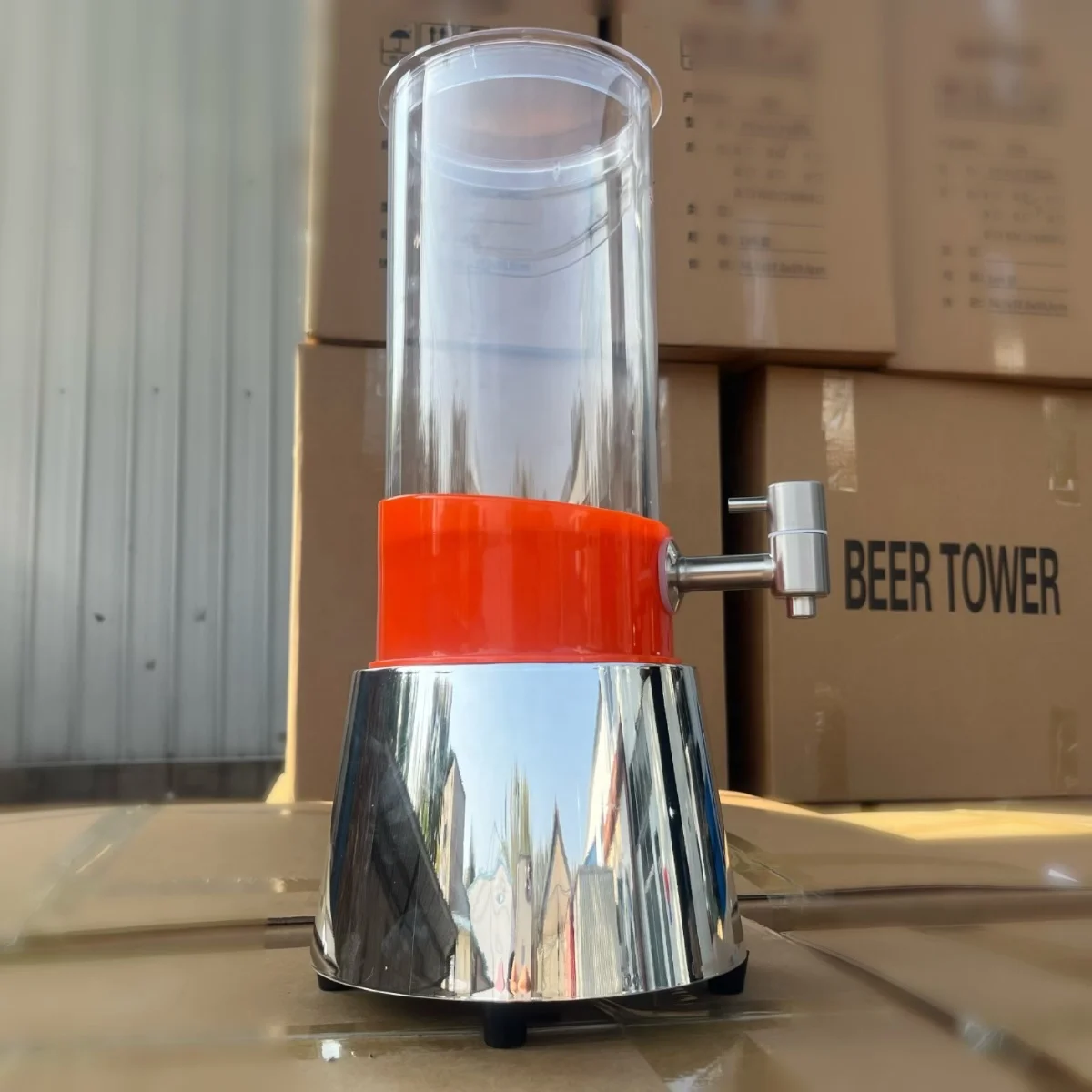 Clear plastic beverage machine with LED light mode color 3L beer tower Drink Dispensers Beverage  Beer Drink Tower with ice tube
