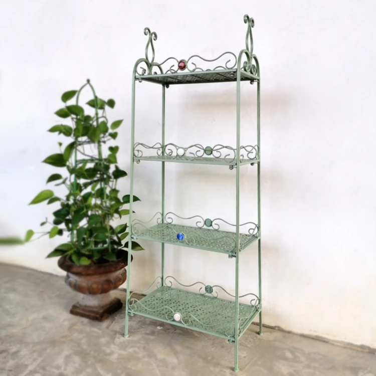 4 Tier Metal Flower Pot Display Rack plant Holder Shelf  Indoor and Outdoor Flower Rack Home Storage wrought iron plant stand