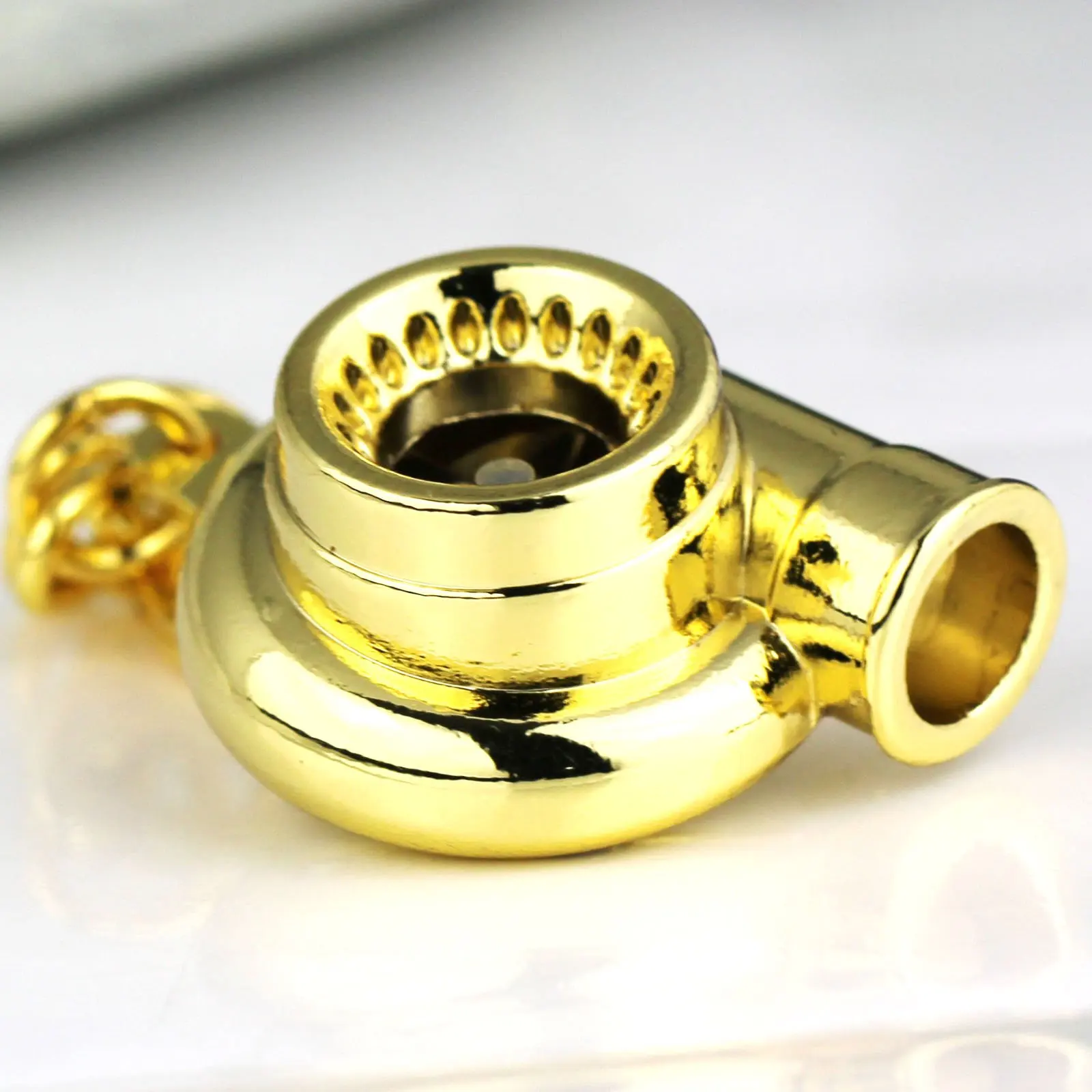 Lilangda Whistle Sound Turbo Keychains Spinning Turbine Turbocharger 3D Car KeyChain Gold Turbine Keychain