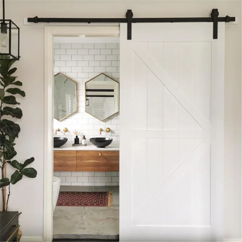 CBMmart Top Quality White Hardware Interior Walk In Room Villa MDF Composite Wooden Sliding Barn Door