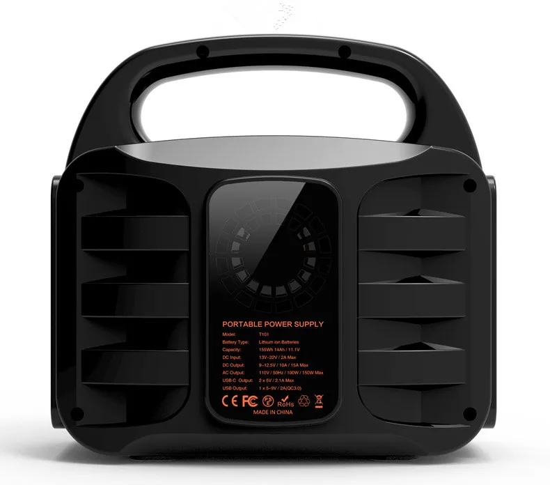 100W outdoor portable power supply 150W AC output large capacity solar generator Power Station with LED flashlight