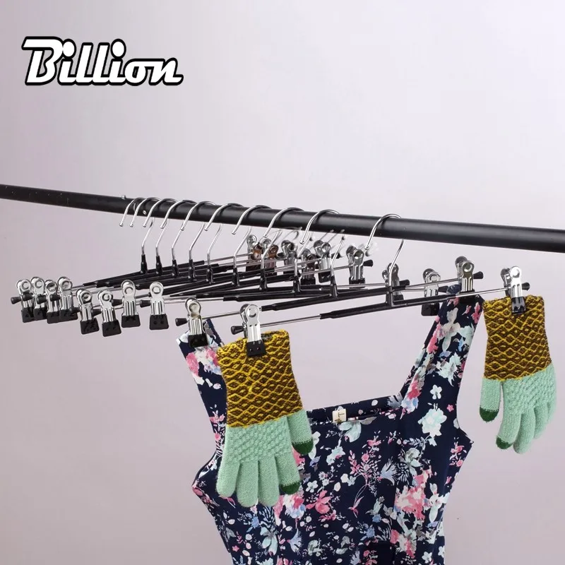 hot selling mobile black canada closet metal adjustable pants hanger with nonslip clips