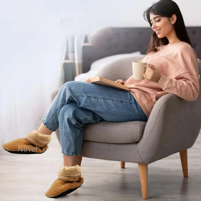 Women Men Brown Heat Therapy Microwaveable Booties Feet Warmers Foot Warmer