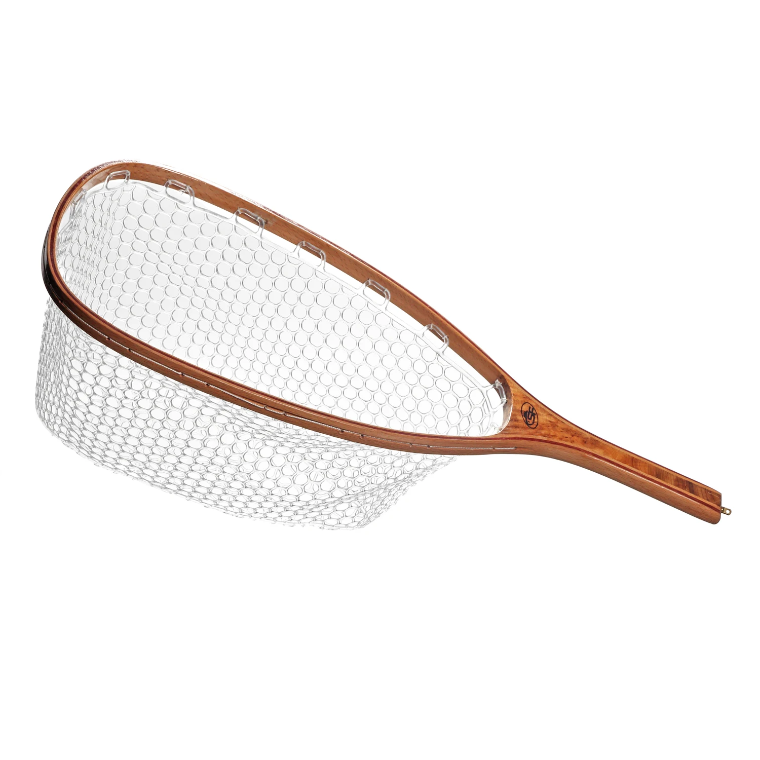 Premium Landing Net with Burl Wood Handle & Small Mesh Rubber Net for Fly Fishing Durable Lightweight and Stylish