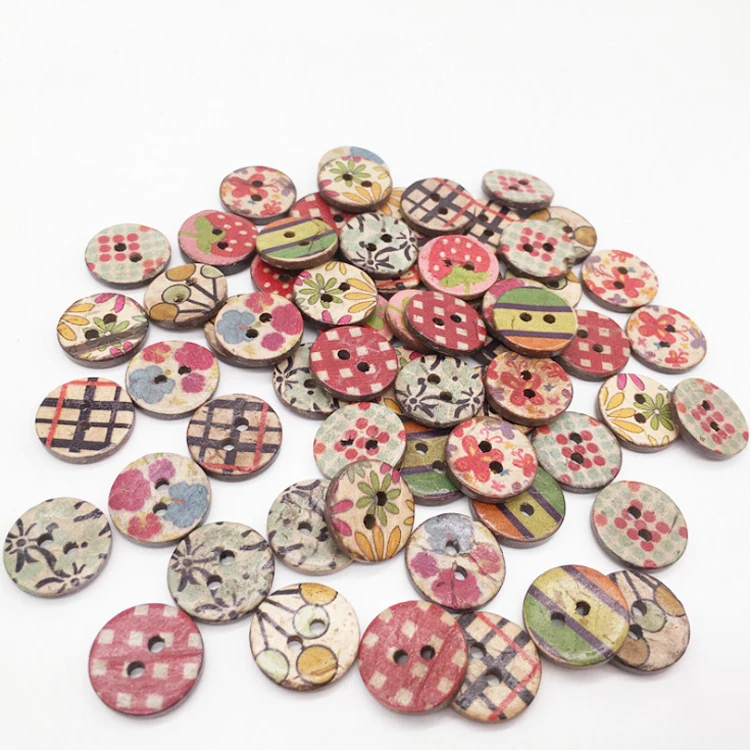 Custom Round Natural 2-Hole Mix Color 20mm Coconut Shell Button for clothing