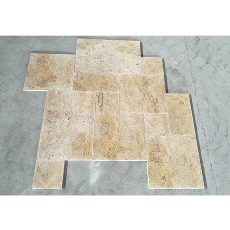 Natural beige square stone tile Chinese French Pattern antique travertine floor tiles
