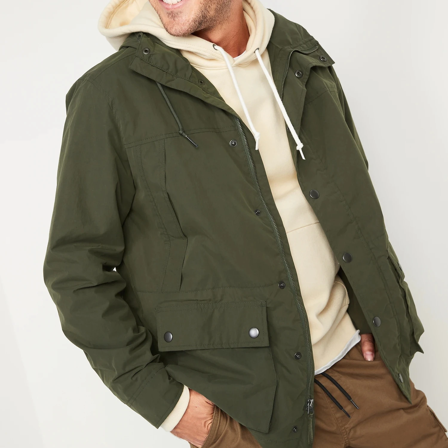 Winter arrival cotton linen hooded jacket men casual warm windbreaker coat for men