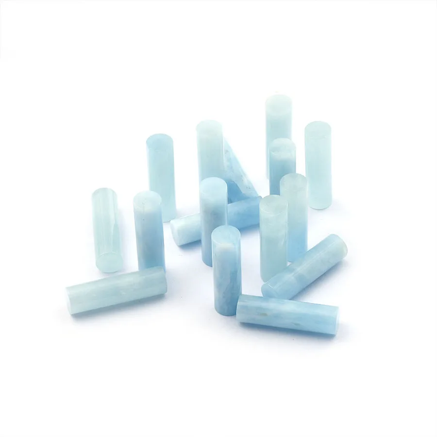 Natural Aquamarine Loose Designer Gemstone Wholesale Cylinder Cut Jewelry Making Supply