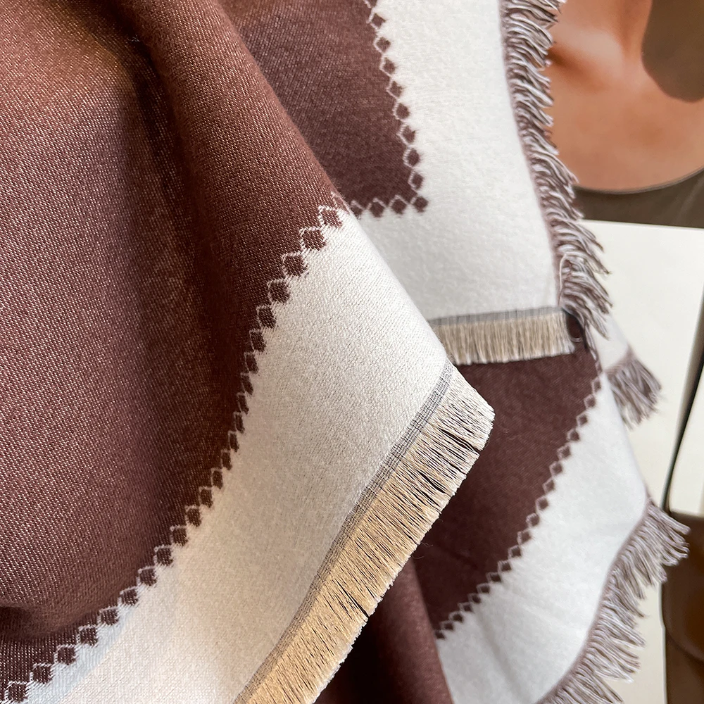 Fashion Acrylic Winter Warm Thick Cashmere Scarf Wraps girl Square Stoles Echarpe Blanket Ponchos Large Square Shawls For Women