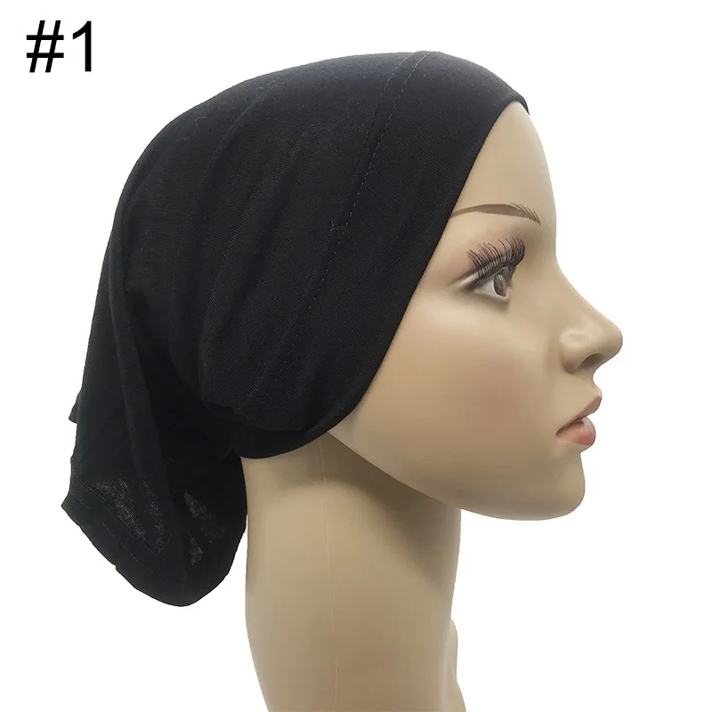 Modal base cap Tube cap bib Arabic headscarf elastic cover solid color cotton hat for women hijab Muslim head wrap