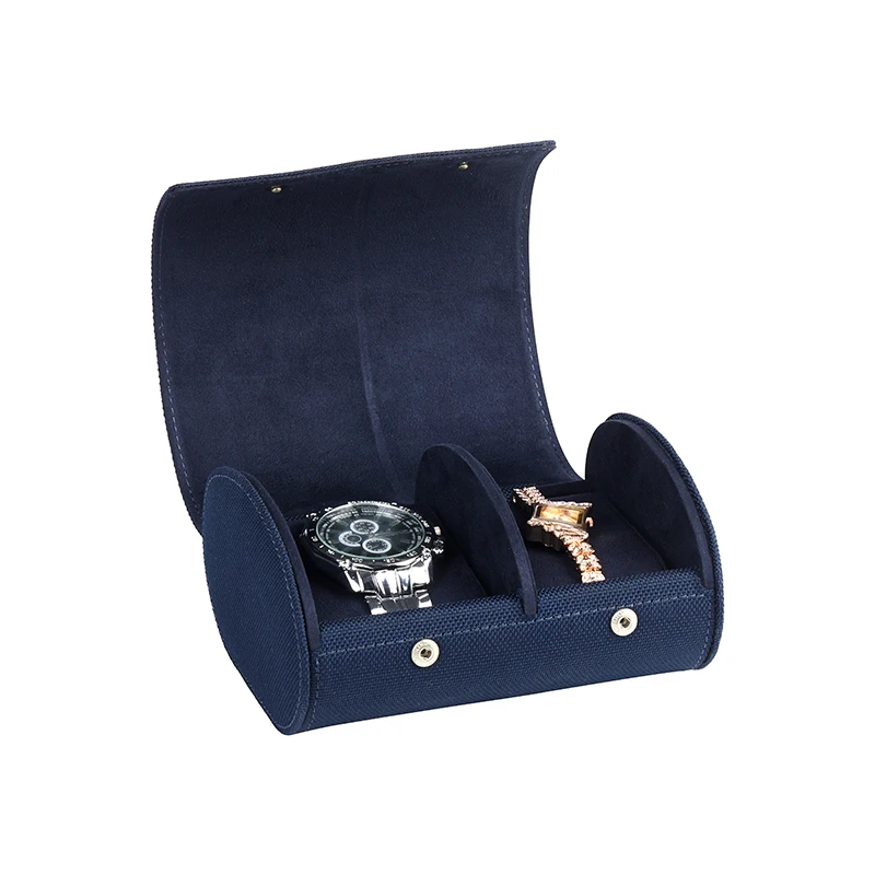 luxury watch box 2 slots with pillow leather travel storage custom watch box