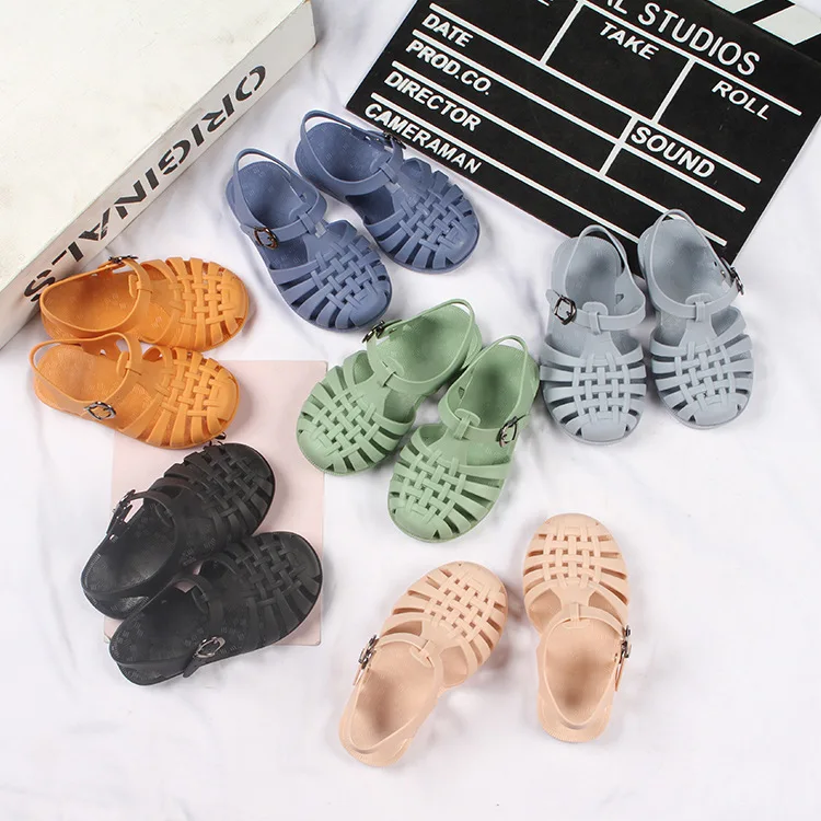 
New Infant Crystal Jelly Sandal Retro Colorful Neon Sandals Kids Buckle Strap Sandals For Baby And Children 