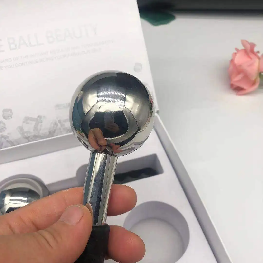 No break during using and shipping Stainless steel sliver  Facial Ice Globes