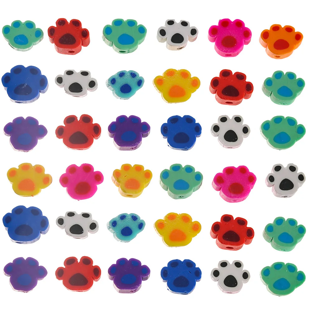 XUQIAN Ins Hot Sale New Cartoon Color Animal Dog Paw Polymer Clay Loose Beads for DIY Jewelry Making Supplies
