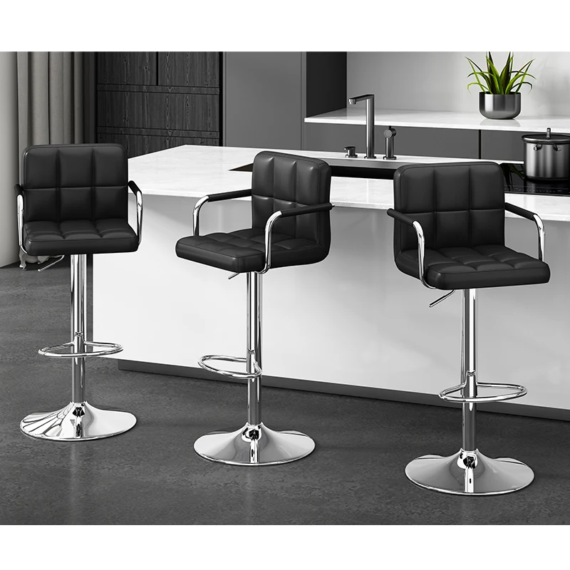 Bar Chair Furniture Restaurant Kitchen Cheap High Counter Metal PU Leather Modern Bar Stools Chairs