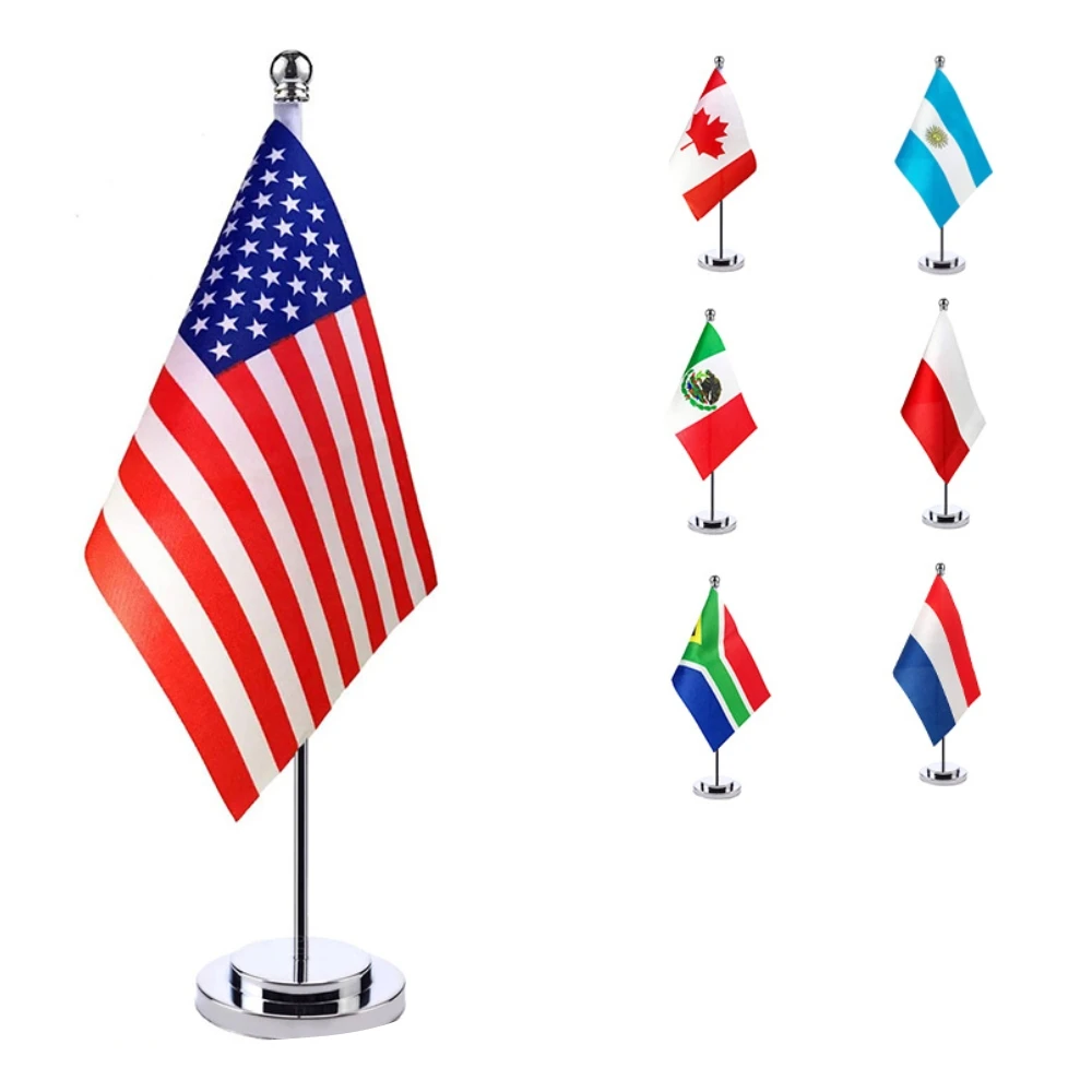 Custom Polyester Country National Flag Office Top Table Desk Flag 14*21CM