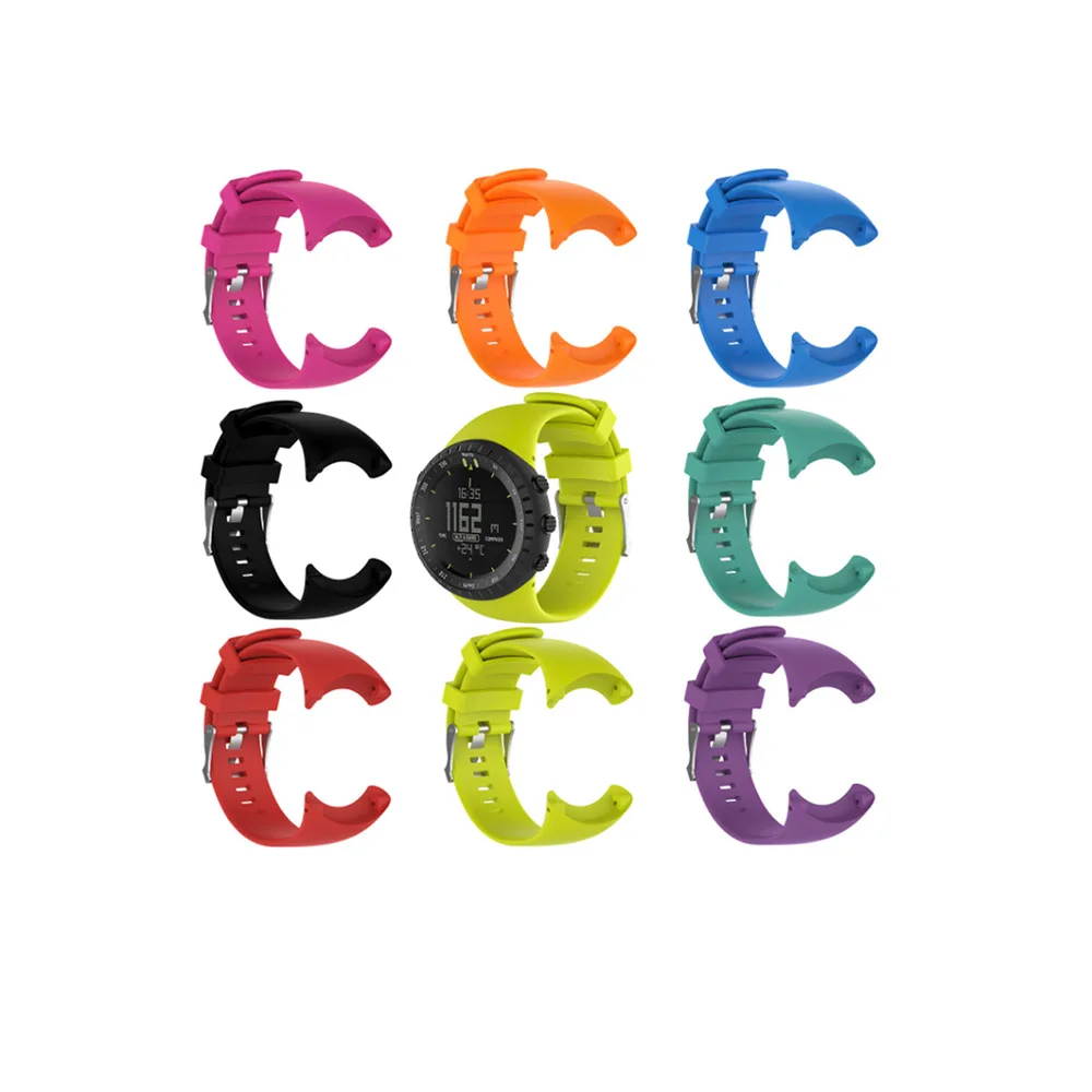 ShanHai For Suunto Core ALL BLACK Watch Band Strap, Silicone Classic Replacement Wrist Band Strap with Metal Clasp