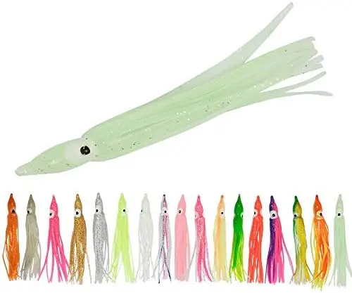 Soft Plastic Octopus Squid Skirt Fishing Lures Luminous bait squid Hoochies Trolling Saltwater Soft Fishing Lures