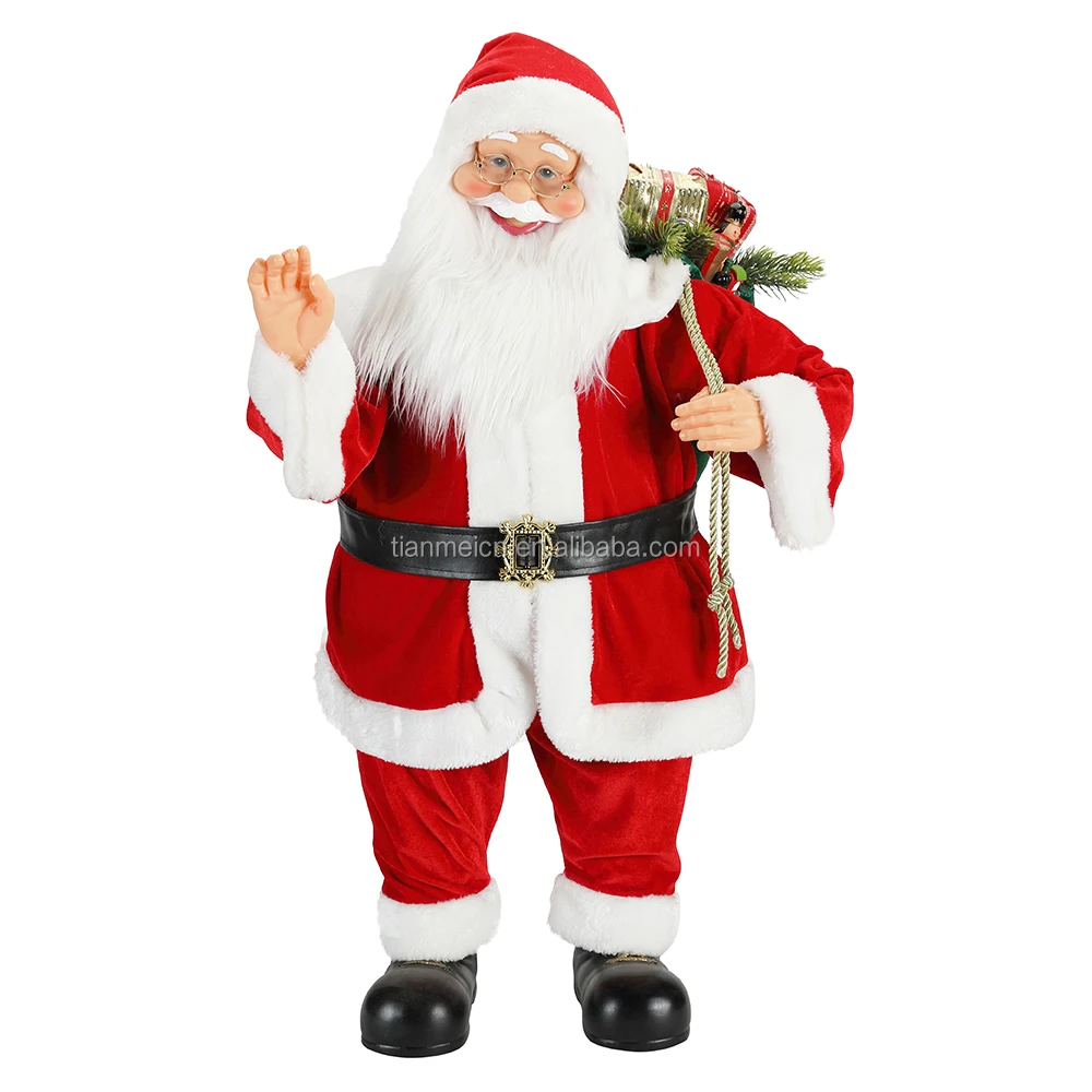80 cm Christmas Standing Animated Santa Claus with Lighting Musical Ornament Decoration Figurine doll adornos de navidad