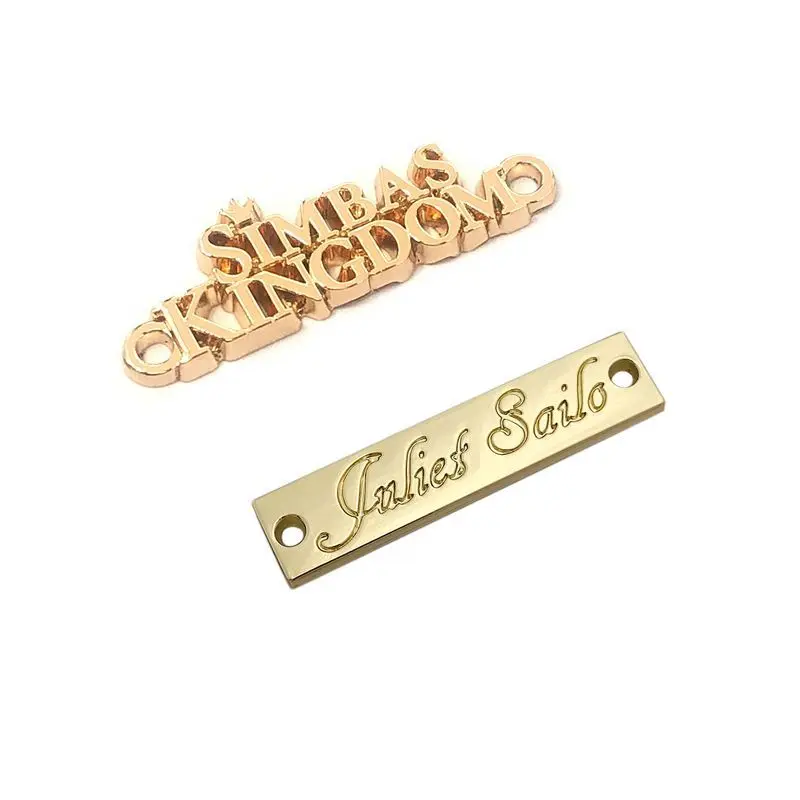 Customized fashion metal tag stainless steel brand logo metal bag label for clothing handbag