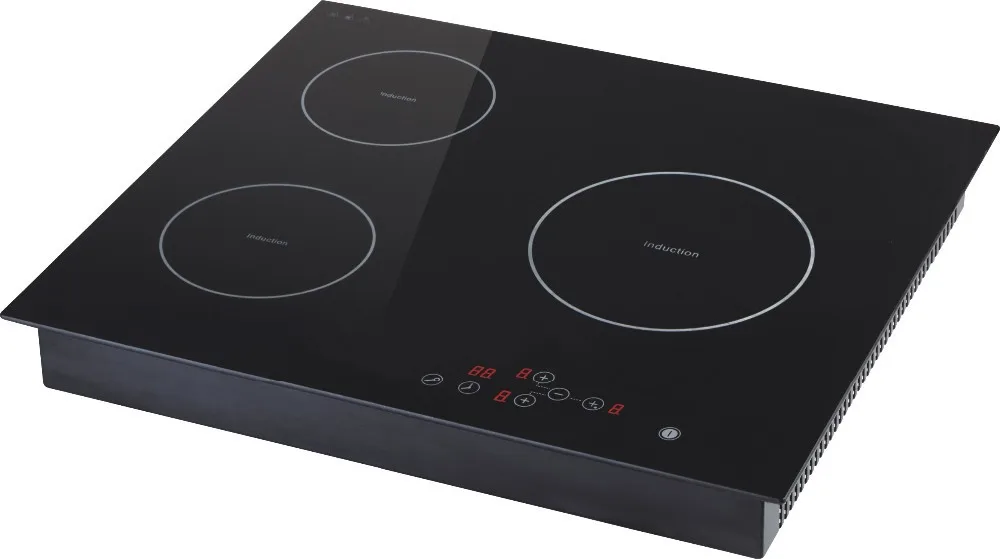 3 Zones Built in Induction Hob Black Glass Three Burner Induction cooker with Touch or Slider Control