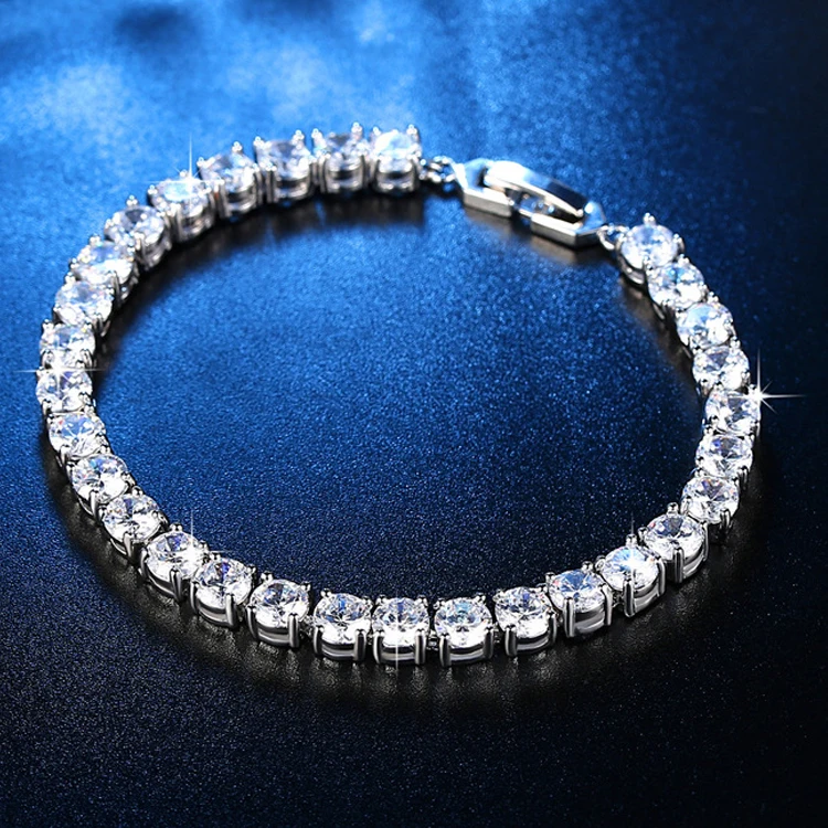 
Wholesale Silver Cubic Zirconia Bracelet Zircon Diamond Tennis Bracelet For Wedding Gift 