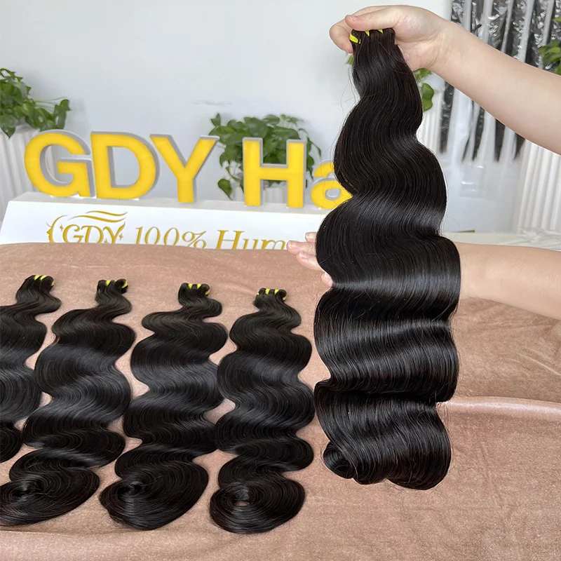 GDYhair Indian Hair Extensions Unprocessed Raw Hair Natural Body Wave Bundle Bouncy Virgin Human Hair Bundles