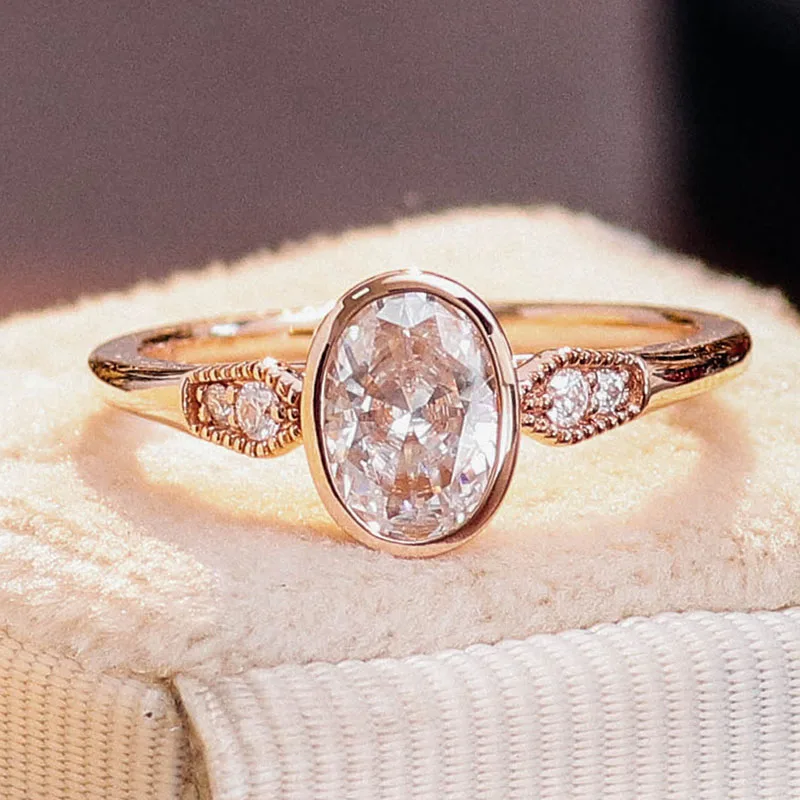 Chopard оптовая продажа 2 карат овальной формы Свободный Муассанит бриллиантовое кольцо овальное и розовое золото 14 КТ помолвка для женщин Свадьба