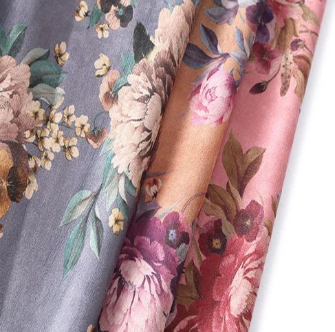 
 Цветочная цифровая печать 100% полиэстер Парашютная замшевая ткань для женского платья  