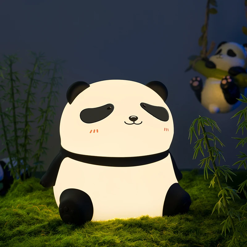 Cute Animal Silicone Night Lights Rechargeable Pat Cartoon Panda Night Light for Kids Baby Bedroom Decor