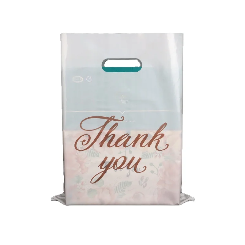 Custom Bags With Logo Plastic Waterproof Cloth Retail Shopping Bag Luxury Printed Die Cut Die cut handle bag