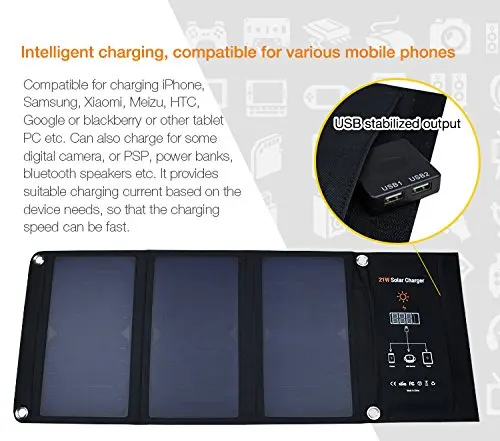  Универсальное складное солнечное зарядное устройство SUNPOWER с двойным USB 15 Вт высокоэффективное Cells15w высокая эффективность открытый солнечная панель складная