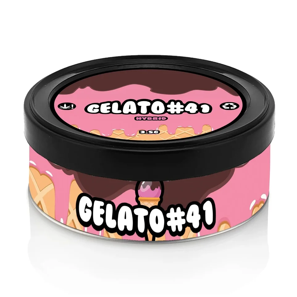 
Ready to Ship Gelato 33 41 Self-Seal Cali Tin Can With Lables and Stickers 100ml/3.5g Custom Tuna Pressitin Tin Can With Lid 