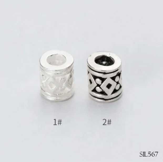 S925 Material Tibetan Silver Tiny Tube Spacers Beads Craft DIYSIL567