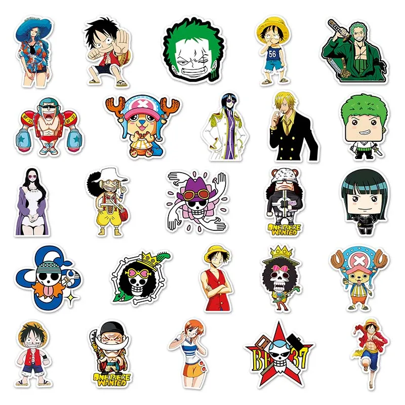 50pcs Factory Direct Sales Anime Sticker Waterproof Kiss cut Sticker Sheet Printing Anime One Piece Cartoon Sticker