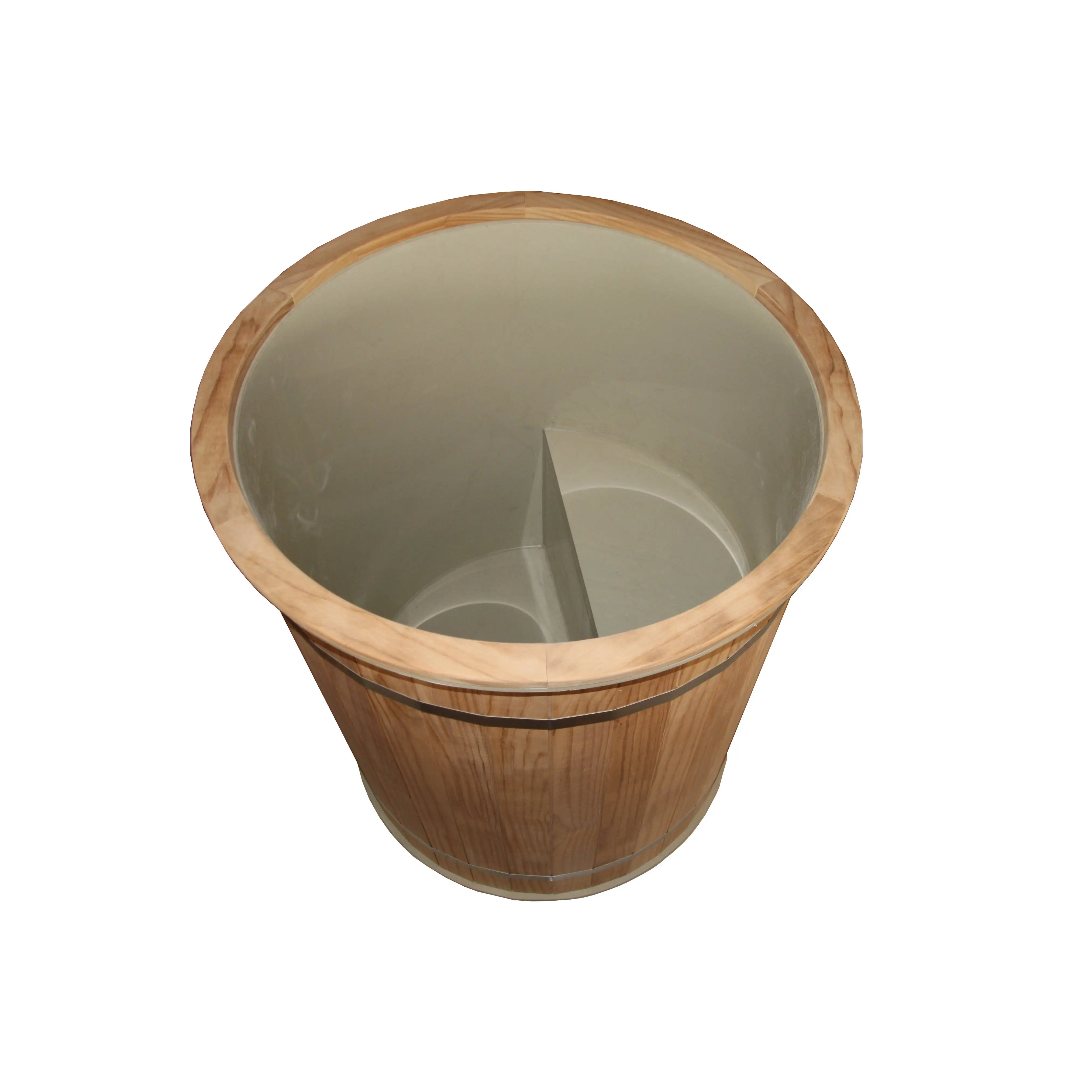Wooden Outdoor Ice Bucket Bath Wood Cold Plunge Tub Stainless Steel Liner Ice Bath With Lid For Sale