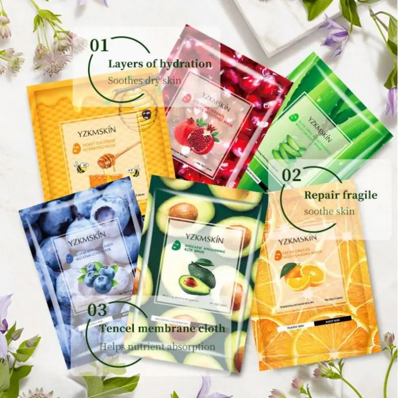 natural plant fruit extract moisturizing face mask moist firming nourishing Private label korean skin care facial sheet mask